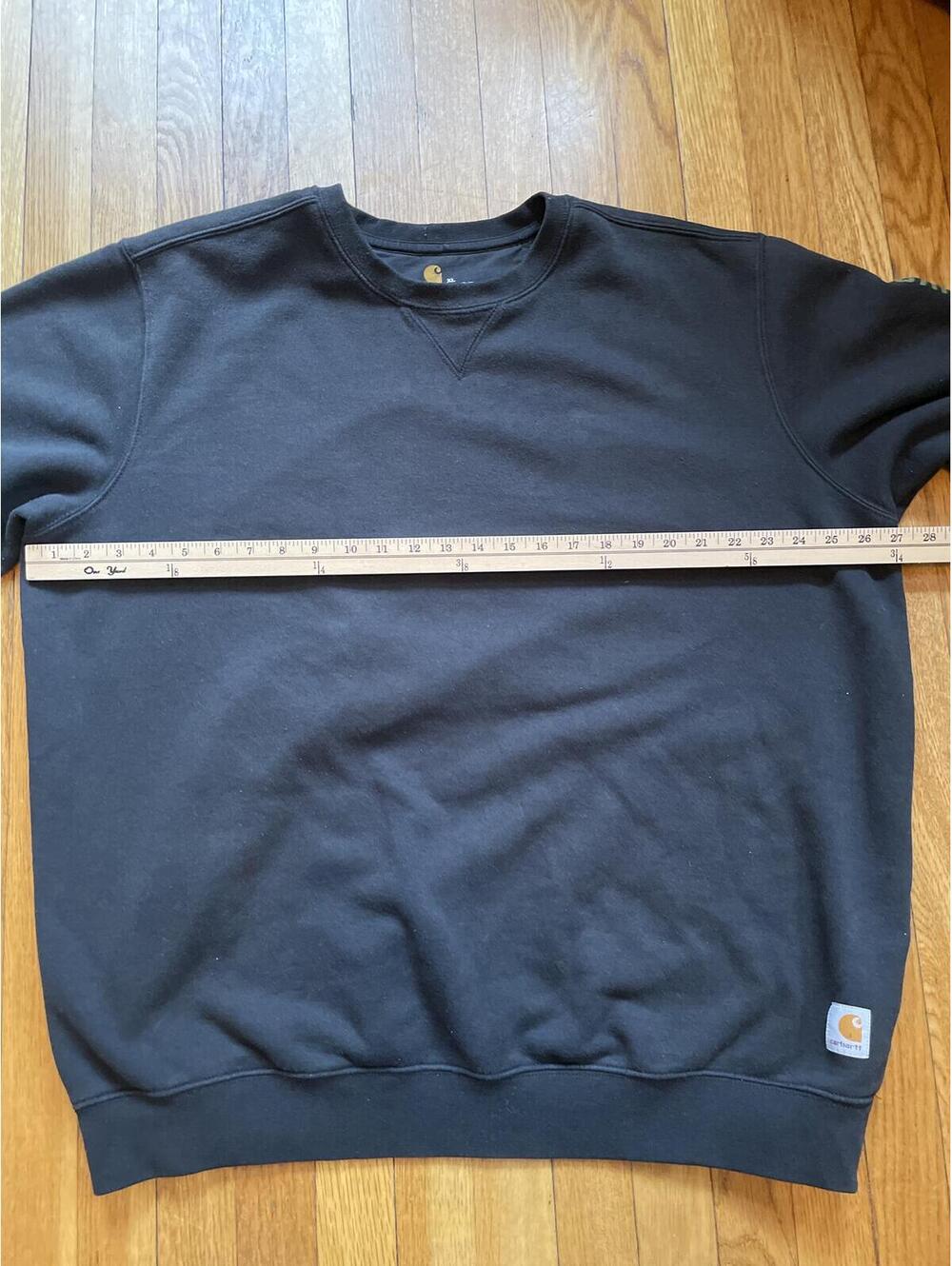 Carhartt 104441 Black Crewneck Sweatshirt XL Sleeve Green Logo Workwear 1889 - Picture 5 of 7